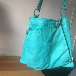 Maria’s turquoise blue leather crossbody bag NEW